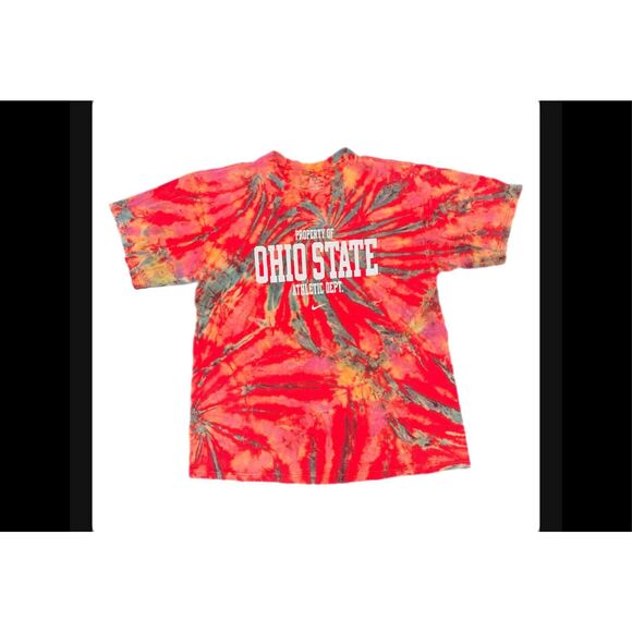 Vintage Nike Property of Ohio State Center Swoosh Tie-Dye Tee - Picture 1 of 3